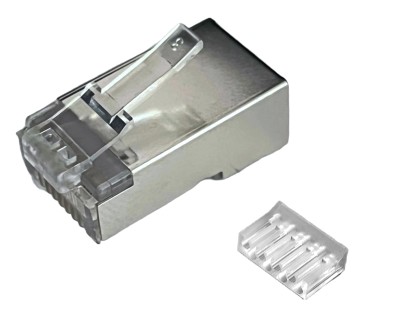 CONECTOR MODULAR RED RJ45 FTP - 8 VIAS BLINDADO CAT6a - CON GUIA - 10 UNIDADES