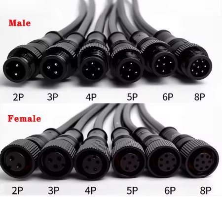 PAREJA DE CONEXIONES M12 - 5 PIN - METAL - IP68 - 20cm - SALIDA A CABLES