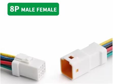 PAREJA DE CONEXIONES JST JWPF - 8 PIN - LONGITUD 15cm - IP68 - IMPERMEABLE - CON CLIP DE SEGURIDAD
