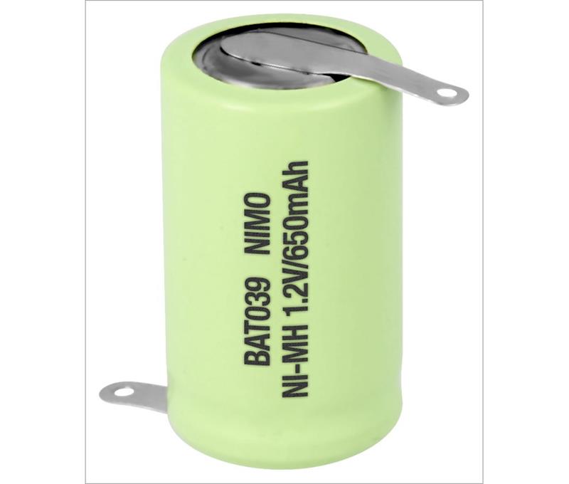 BATERIA RECARGABLE 1,2V 650mAh -- 1/2AA, 2/3AA - NI-MH - 14,0x25,0mm - TERMINALES