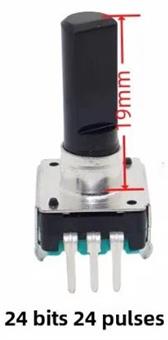 ENCODER ROTATORIO 360º - 24 VUELTAS - 5V - 10mA - 5 PINS CON PULSADOR - Orificio montaje 6,8mm - EJE DE 19mm