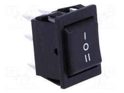 PULSADOR BASCULANTE DP3T - CON RETORNO - 16A 250VAC - 3 POSICIONES - (ON)-OFF-(ON) - NEGRO