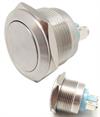 PULSADOR DE PRESION METALICO ANTIVANDALICO - OFF (ON) - 5A 250V - ORIFICIO MONTAJE 16mm - TERMINALES A TORNILLO