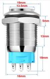 INTERRUPTOR DE PRESION ANTIVANDALICO - 250V 2A - 1NO+1NC - 2 POSICIONES - OFF ON - ACERO INOXIDABLE - Orificio Montaje 16MM