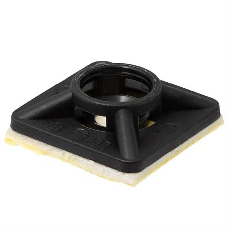BASE ADHESIVA Y O TORNILLO PARA BRIDAS - 19x19mm - NEGRO - BOLSA 100 UNIDADES