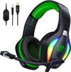 AURICULARES GAMING FACHIXY - DIAM 50mm - USB (LEDS RGB) +  JACK 4 VIAS 3,5mm - CABLE 2,2 METROS - VERDE