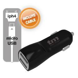CARGADOR - ALIMENTADOR MECHERO TM 12VCC - USB 5V - 3100mA - x2 USB + CABLE MICROUSB