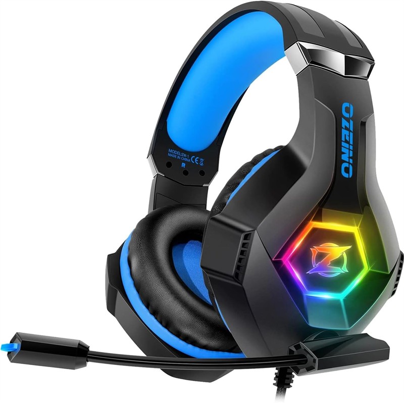 AURICULARES GAMING OZEINO - DIAM 50mm - USB (LEDS RGB) +  JACK 4 VIAS 3,5mm - CABLE 2,2 METROS - CANCELACION RUIDO - 360º