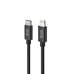 CONEXION USB C 3.0 - LIGHTNING - 3A - 1 METRO - IPHONE IPAD -  NYLON  - NEGRO