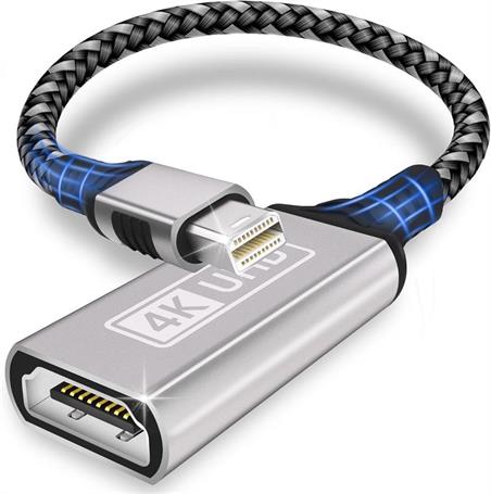 CONVERSOR ADAPTADOR ENTRADA MINI DISPLAY PORT MACHO - SALIDA HDMI HEMBRA - 4K  1080p - ALUMINIO NAILON