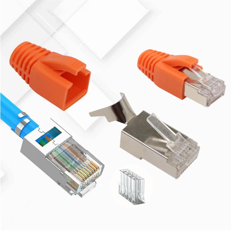 CONECTOR MODULAR RED RJ45 FTP - 3 PARTES  - 8 VIAS - CAT7 - 50 MICRAS ORO + PROTECTOR - 1 UNIDAD