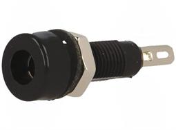 CONECTOR BANANA - HEMBRA - 4mm - 60V 10A - PANEL - ORIFICIO MONTAJE 7.90mm - NEGRO - SOLDAR