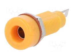 CONECTOR BANANA - HEMBRA - 4mm - 60V 10A - PANEL - ORIFICIO MONTAJE 7.90mm - NARANJA - SOLDAR