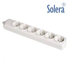 REGLETA DE ALIMENTACION 6 TOMAS SCHUKO - CON T/T LATERAL - 250V 16A - BLANCO - PARA MONTAJE (SIN CABLE)