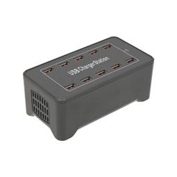 BASE DE CARGA USB MULTIPLE - 100W - 10 PUERTOS USB A - SALIDA POR PUERTO 5V 2,4A - NEGRO