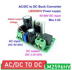 CONVERTIDOR AC-DC AJUSTABLE - REDUCTOR - ENTRADA VCA 5V a 30V - SALIDA VDC 3.3V a 33V  2,2A MAX.