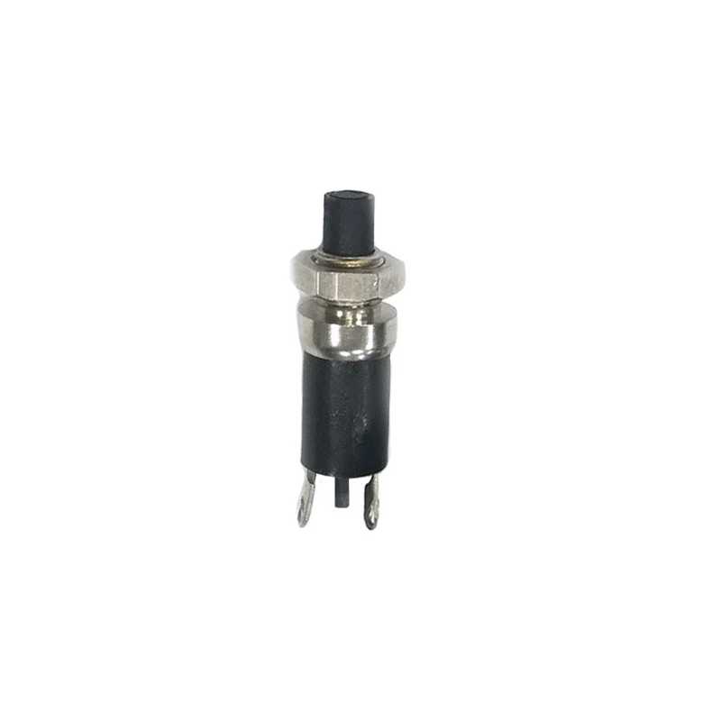 PULSADOR PRESION MINIATURA 1 POSICION 250V 1A - NC - [TECLA  REDONDA NEGRA] Orificio Montaje 4,9mm