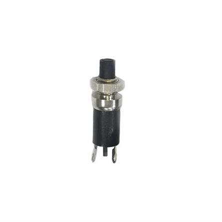 PULSADOR PRESION MINIATURA 1 POSICION 250V 1A - NC - [TECLA  REDONDA NEGRA] Orificio Montaje 4,9mm