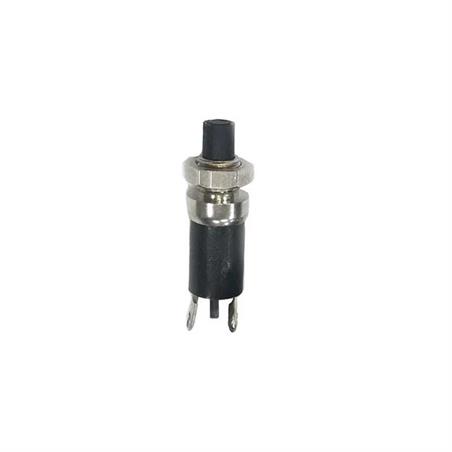 PULSADOR PRESION MINIATURA 1 POSICION 250V 1A - NC - [TECLA  REDONDA NEGRA] Orificio Montaje 4,9mm