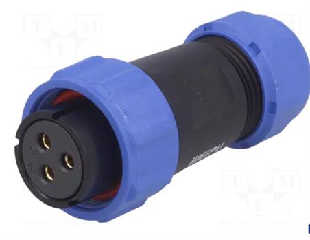 CONECTOR WEIPU 3 PIN - HEMBRA - AEREO - HASTA 5A - IP68 - PARA SOLDAR - SERIE SP21