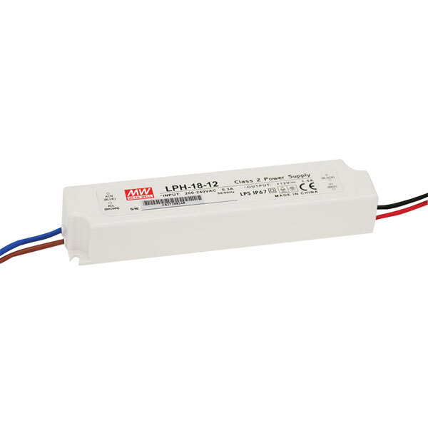 FUENTE DE ALIMENTACION CONSTANTE MEANWELL - 12V - 1,5A - 18W - WATERPROOF IP67 - 140x30x22mm