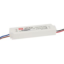 FUENTE DE ALIMENTACION CONSTANTE MEANWELL - 12V - 1,5A - 18W - WATERPROOF IP67 - 140x30x22mm