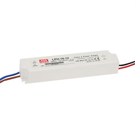 FUENTE DE ALIMENTACION CONSTANTE MEANWELL - 12V - 1,5A - 18W - WATERPROOF IP67 - 140x30x22mm