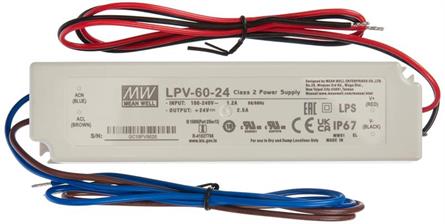 FUENTE DE ALIMENTACION CONSTANTE MEANWELL - 24V - 2,5A - 60W - WATERPROOF IP67 - 162.5x42.5x32mm