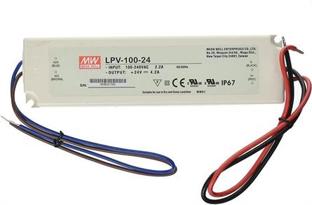 FUENTE DE ALIMENTACION CONSTANTE MEANWELL - 24V - 4,2A - 100W - WATERPROOF IP67 - 190x52.5x37mm