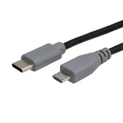CONEXION USB C 2.0 MACHO -  MICRO USB MACHO - 1 METRO - NEGRO - COBRE 100%