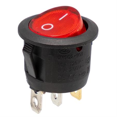 INTERRUPTOR BASCULANTE REDONDO - 2 posiciones 125V 10A - ON-OFF - Ø23mm - PILOTO AMARILLO a 12VDC