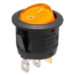 INTERRUPTOR BASCULANTE REDONDO - 2 posiciones 125V 10A - ON-OFF - Ø23mm - PILOTO ROJO a 12VDC