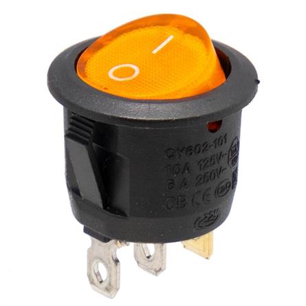 INTERRUPTOR BASCULANTE REDONDO - 2 posiciones 125V 10A - ON-OFF - Ø23mm - PILOTO ROJO a 12VDC