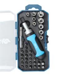 DESTORNILLADOR DE CARRACA FSK + 23 PUNTAS  y 7 VASOS - CON ADAPTADOR MAGNETICO