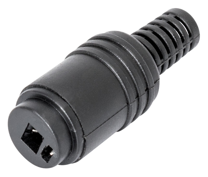 CONECTOR DIN 2 PIN HEMBRA - PUNTO RAYA - AEREO - RECTO - PARA SOLDAR - NEGRO