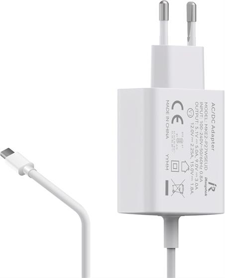 ALIMENTADOR iRASPTEK - 100-230VCA a USBC- 5V 3A / 9V 3A / 12V 2,25A / 15V 1,8A - 27W - CABLE 1,5m - COMPATIBLE RASPBERRY PI 5