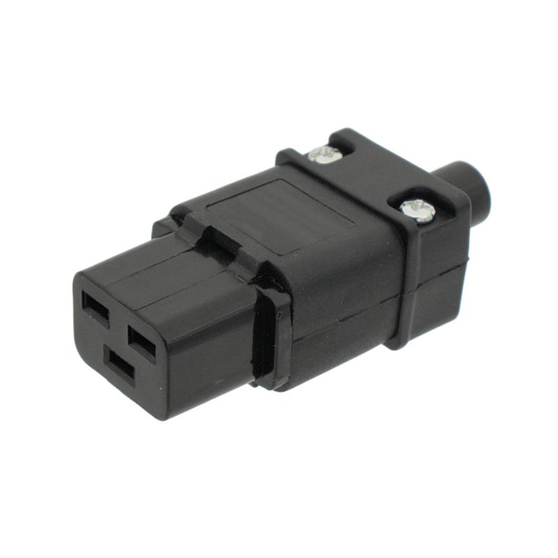 CONECTOR ALIMENTACION IEC 60320 - C19 - HEMBRA - AEREO - 16A - TERM .TORNILLO