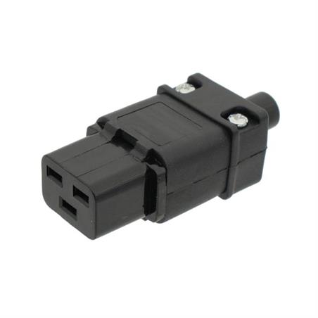 CONECTOR ALIMENTACION IEC 60320 - C19 - HEMBRA - AEREO - 16A - TERM .TORNILLO