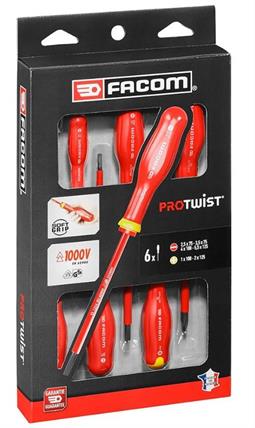 JUEGO 6 DESTORNILLADORES AISLADOS PROTWIST® - 1000V - PUNTAS PLANA Y PHILIPS - LONG 130mm