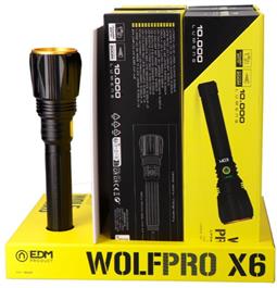 LINTERNA LED TACTICA LARGO ALCANCE WOLFPRO X6 - RECARGABLE - 1000 LUMENS - 3 MODOS - IP67 - ALUMINIO