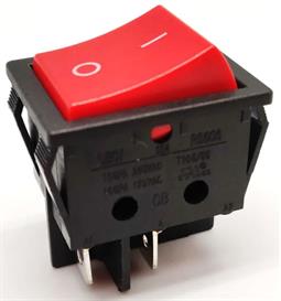 INTERRUPTOR BASCULANTE - 2 POSICIONES - 16A 250VAC - ON OFF - ORIFICIO DE MONTAJE 27,3x21,5mm - ROJO - DPST