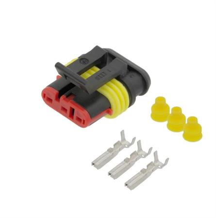 CONECTOR SUPERSEAL - AUTOMOCION - HEMBRA - 3 PIN - IP67 --- KIT CARCASA + SELLOS + TERMINALES