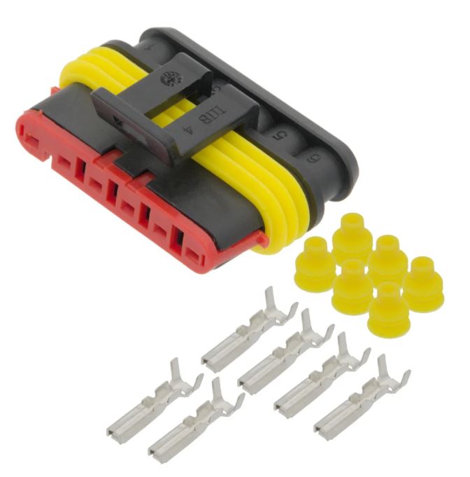CONECTOR SUPERSEAL - AUTOMOCION - HEMBRA - 6 PIN - IP67 --- KIT CARCASA + SELLOS + TERMINALES