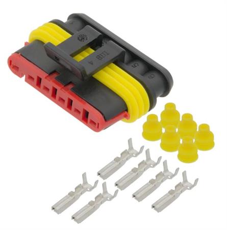 CONECTOR SUPERSEAL - AUTOMOCION - HEMBRA - 6 PIN - IP67 --- KIT CARCASA + SELLOS + TERMINALES