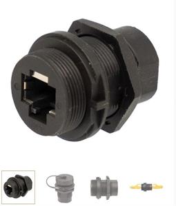 ADAPTADOR RJ45 HEMBRA - RJ45 HEMBRA - FTP CAT.6 - PARA ORIFICION DE MONTAJE M22 - CON TAPA