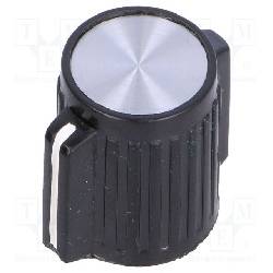PERILLA CON INDICADOR EJE ABS 6mm - 25x14,1mm - FIJACION A TORNILLO - NEGRO