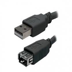 CONEXION / PROLONGADOR USB 2.0 MACHO - HEMBRA - 3 METROS - NEGRO